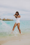Jenna - White Zipper One-Piece Swimsuit - $52
