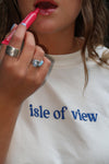 isle of view - all say view us eat - oversized tee