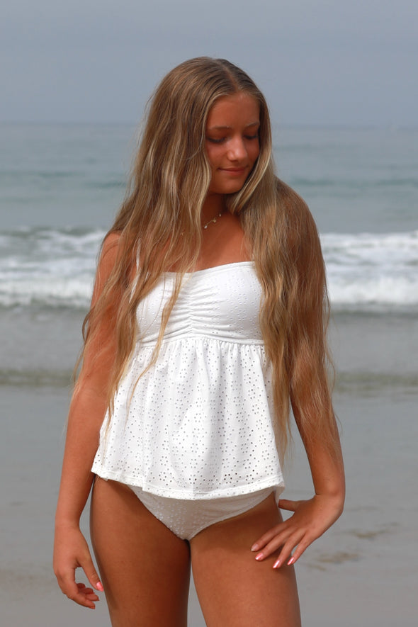 Tween Lola - White Eyelet Tankini