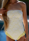 Audrey - Butter Yellow Lace One-Piece