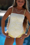 Tween Audrey - Butter Yellow Lace One-Piece