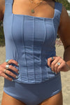 Charlotte -  Serenity Blue Corset Tankini