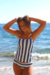 Tween Amelia - Striped Navy Reversible Tankini