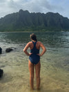 Jenna - Navy Zipper One-Piece Swimsuit - $74