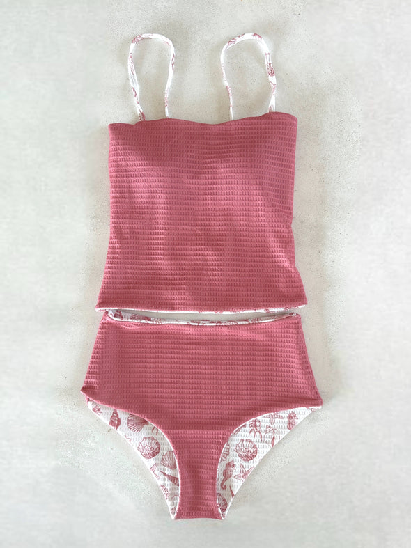 Tween Saylor - Salmon Pink Reversible Tankini - $62