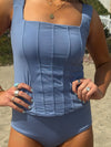 Charlotte -  Serenity Blue Corset Tankini - $92