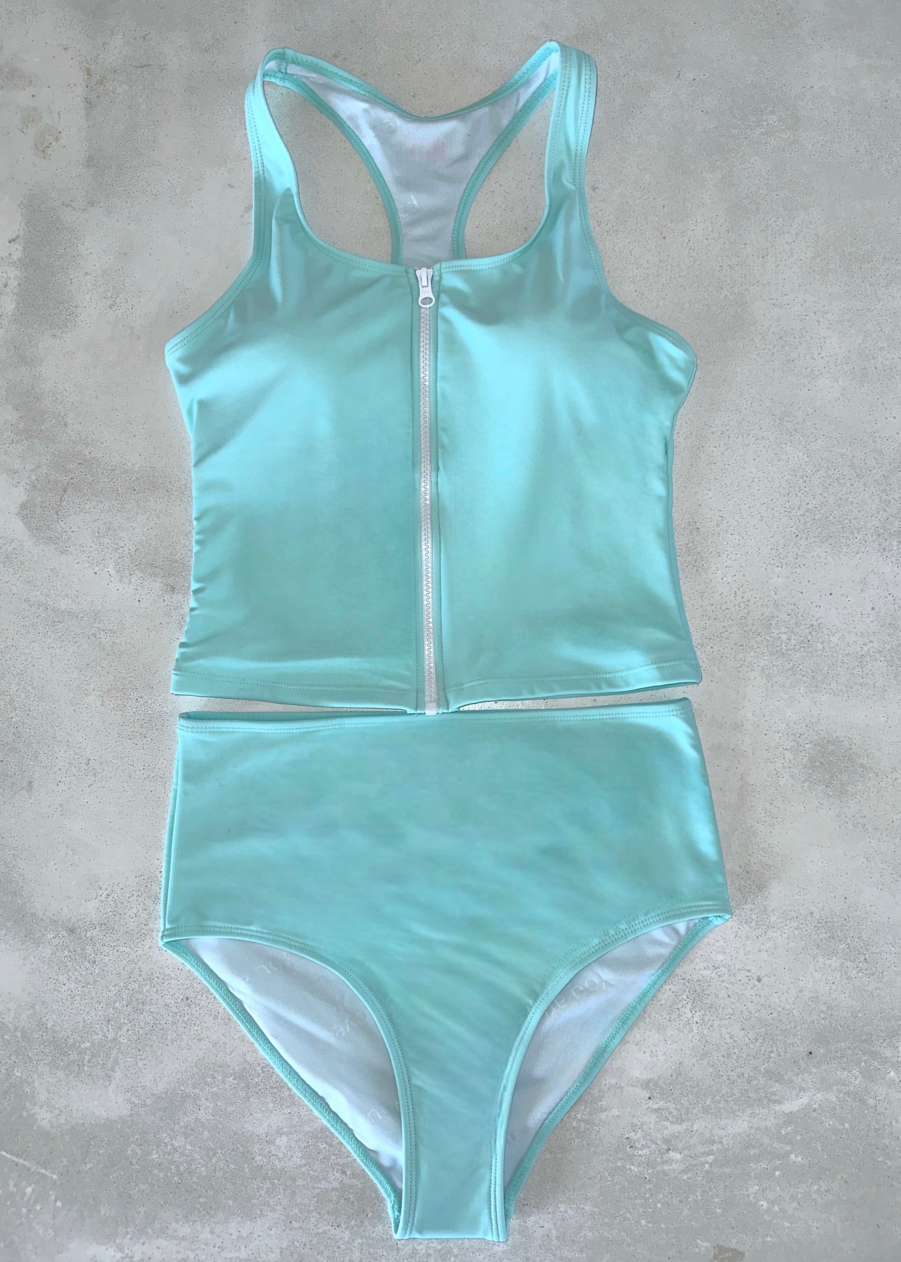 Tween Allie - Aquamarine Zipper Tankini - $52 – Rad Swim