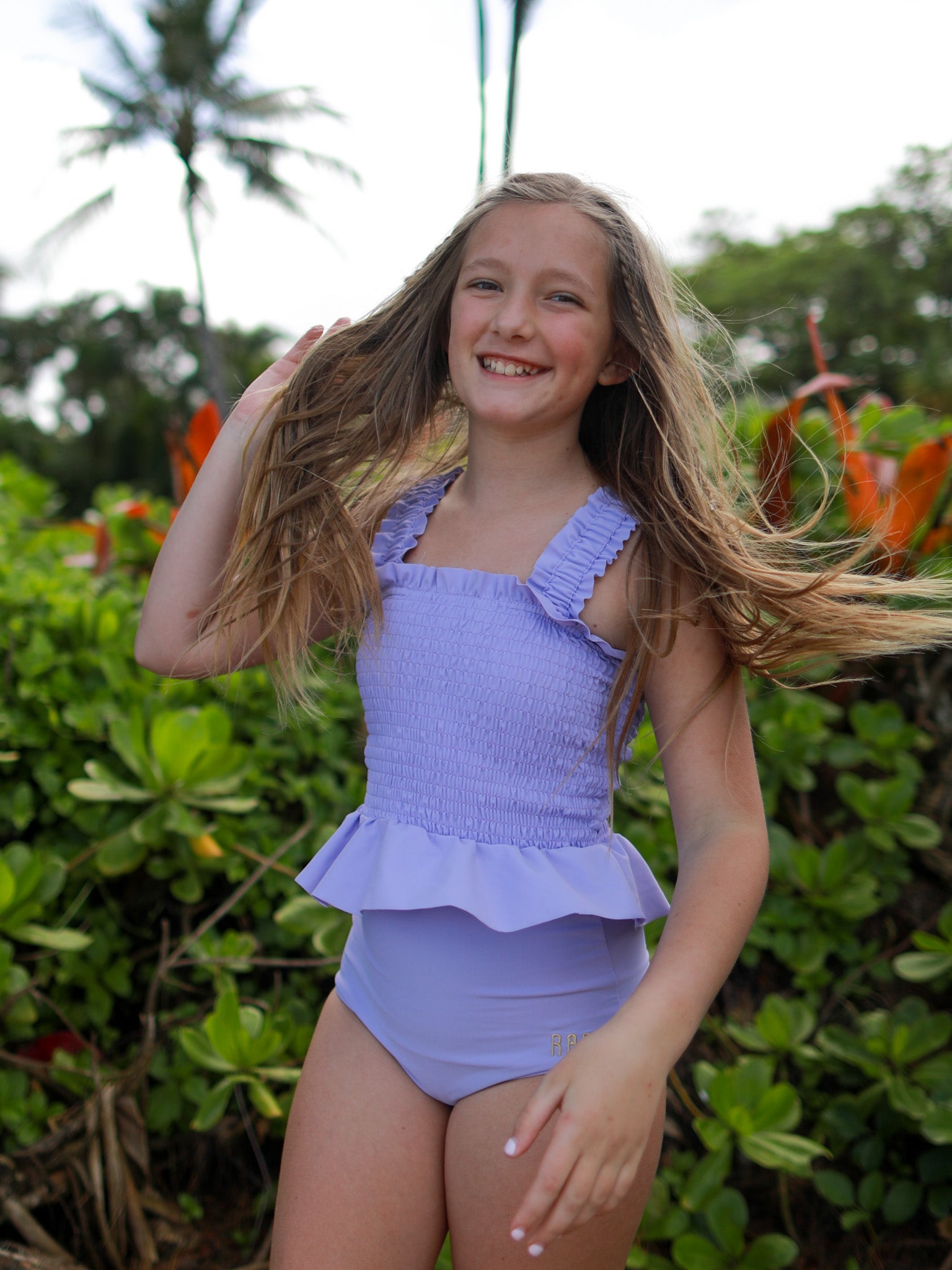 smocked tankini swimsuit top