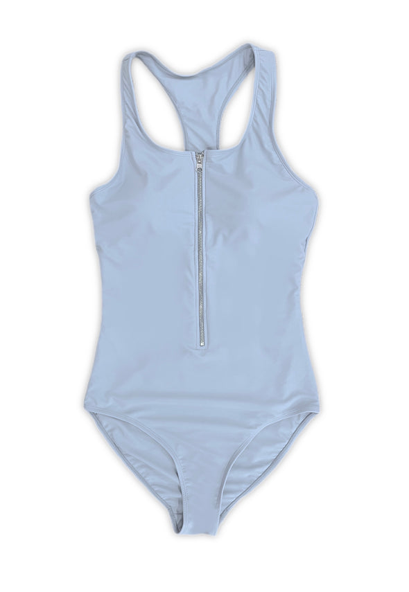 Bella - Twilight Blue Zipper One-Piece Swimsuit - $74