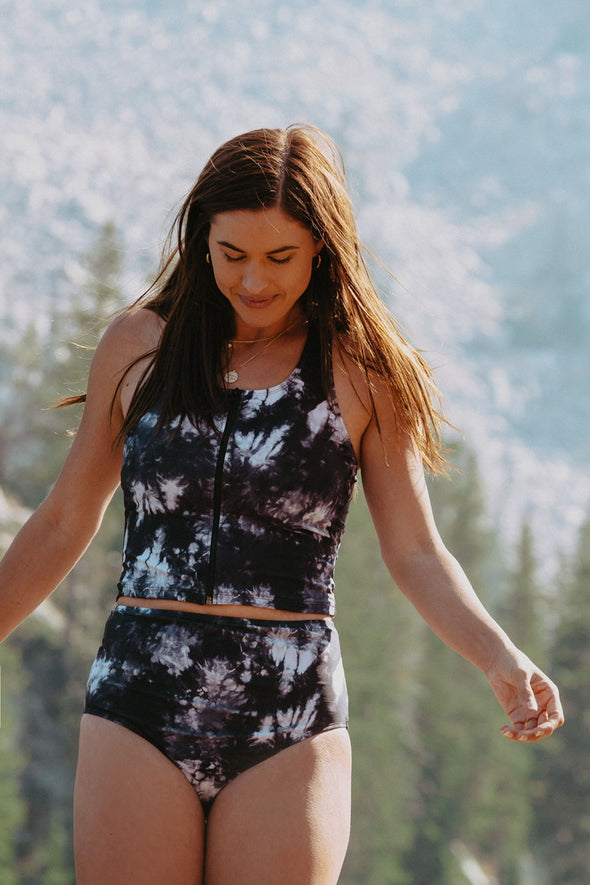 Allie - Tie-Dye Zipper Tankini - $74