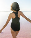 Jenna - Black Zipper One-Piece Swimsuit - $74