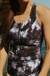 Allie - Tie-Dye Zipper Tankini - $74